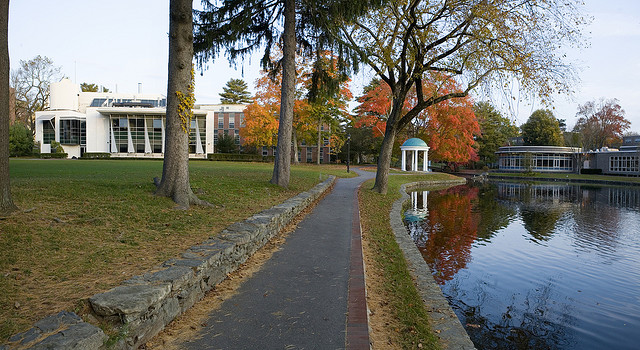 One of many walking paths on Wheaton’s 385-acre campus.