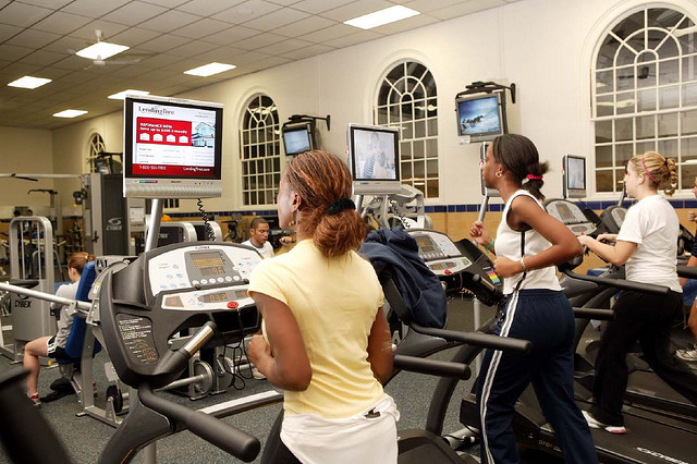 Balfour Hood, Pappas Fitness Center, with adjoining stretching room.