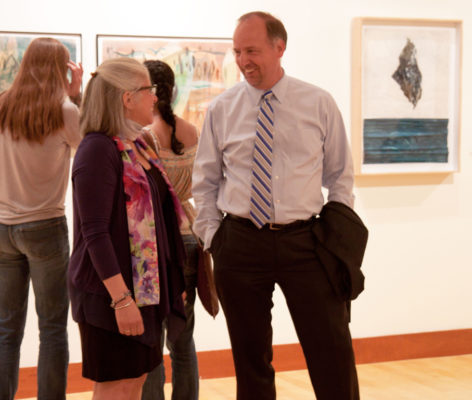 Claudia Fieo and President Dennis Hanno at exhibition opening reception.