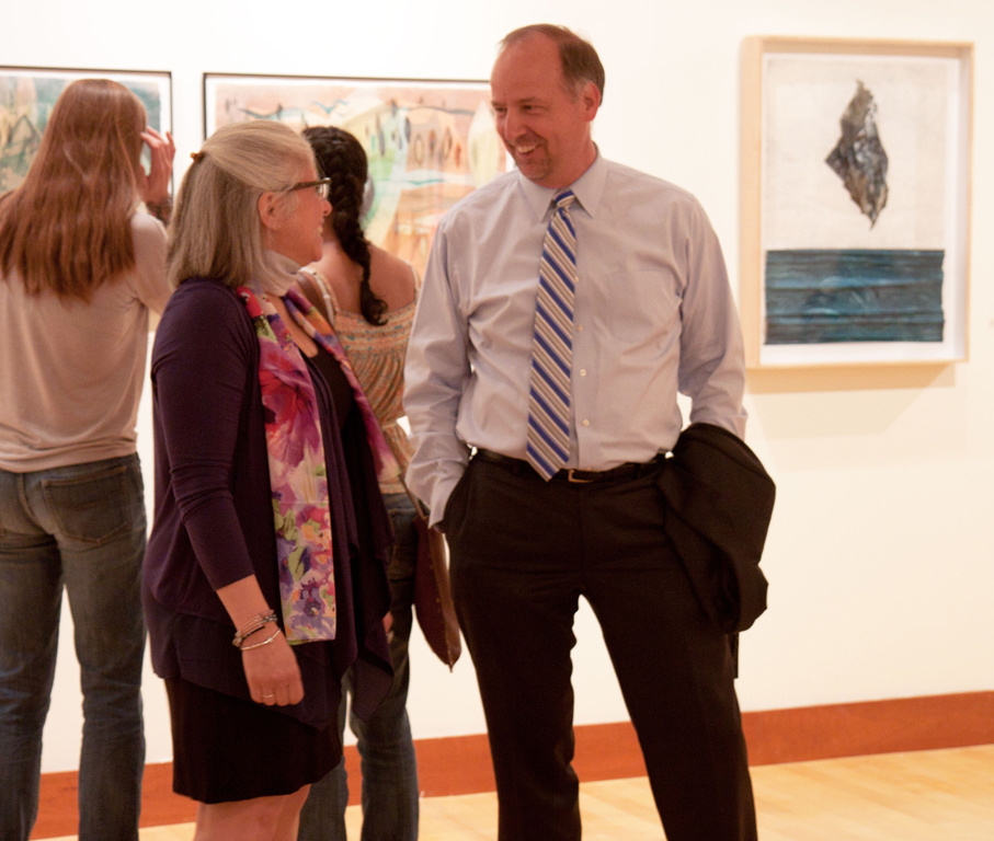 Claudia Fieo and President Dennis Hanno at exhibition opening reception.