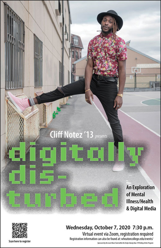 Poster advertising vistual program with Cliff Notez on Wednesday, October 7, 2020 at 7:30 p.m.