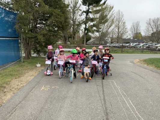 Children riding bicycles