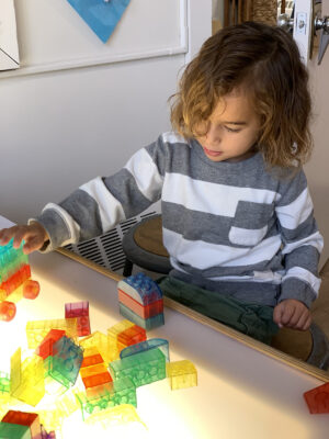 Child playing with blocks