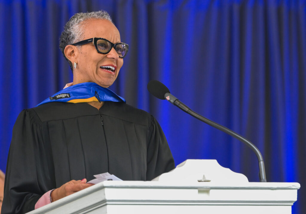 Honorary Degree recipient Dr. Carol Samuels-Botts speaking during the Commencement ceremony.