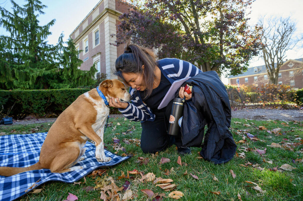 Student with therapy dog Tito